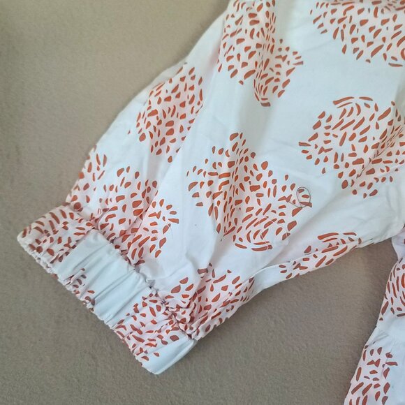 Anthopologie Moglea Danae Poplin Babydoll Blouse Sz XS White/Orange Boho NWT - Picture 6 of 12